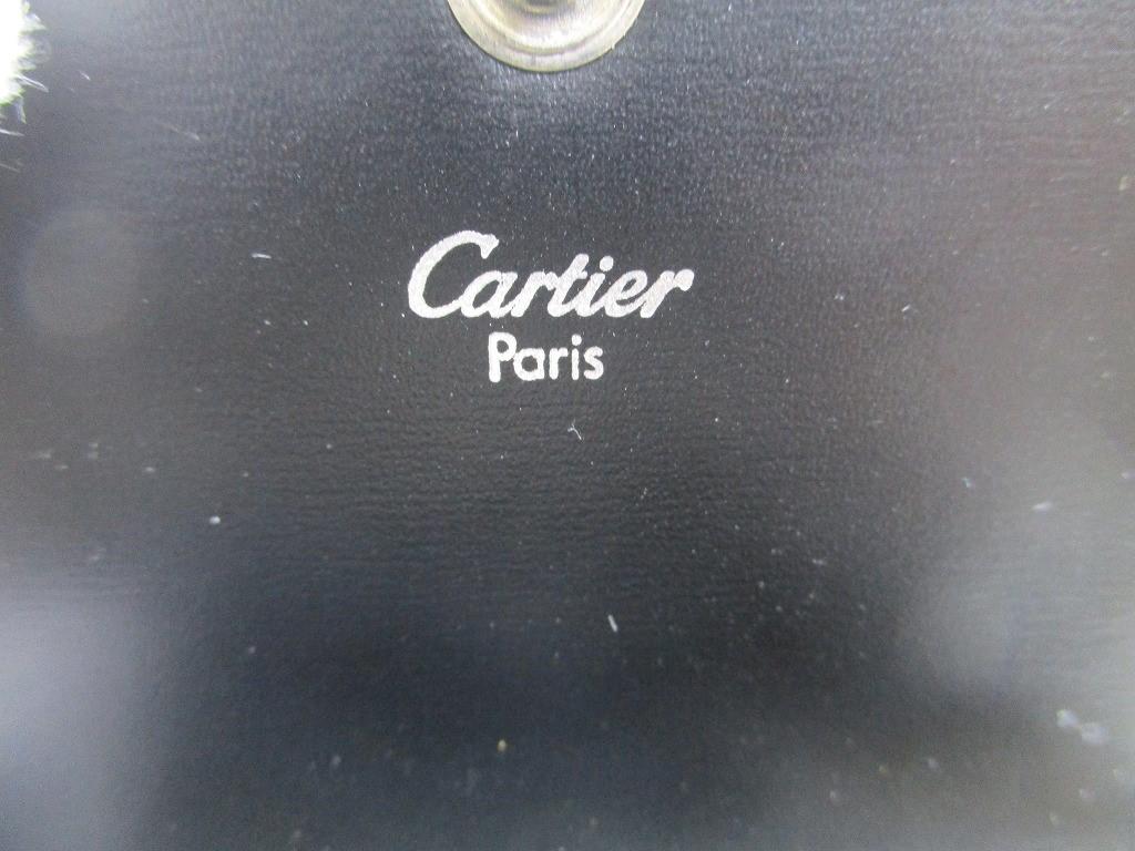 Подлинный кошелек для монет Cartier Pasha de Cartier из черной кожи и серебра H/W #a585, восстановленный