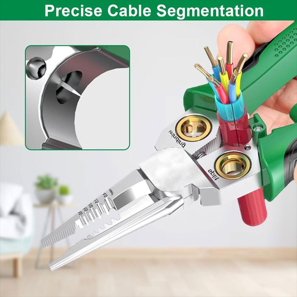 8-in-1 Wire Stripping Tool with Electricity Measurement Function Decrustation Plier Cable Scissors for Cutting and Pulling Wires