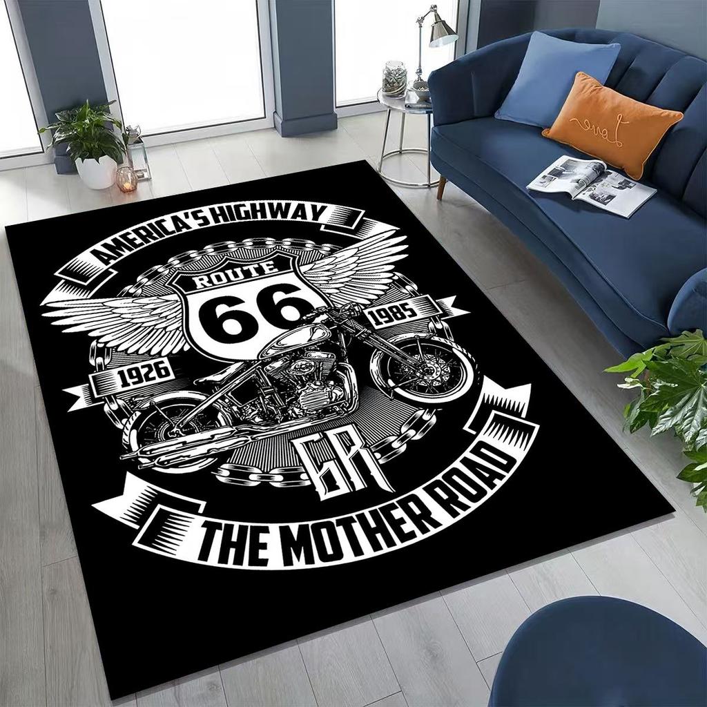 3D Retro Route 66 America Historic Mother Road Rug for Bedroom Living Room Sofa Home Doormat Decor,Larger Kid Non-slip Floor Mat