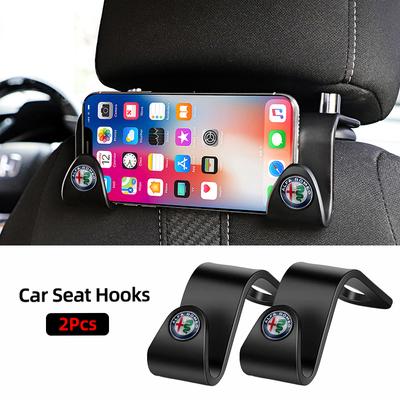2Pcs Car Seat Back Hooks Storage Holder Interior Accessories For Alfa Romeo Giulia Stelvio Giulietta 156 159 147 Mito Tonale Bre