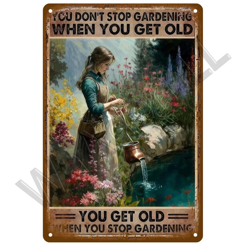 Retro Tin Sign For Cafe Garden Decorations Vintage Metal Sign Home Wall Art Mural Plaque Plate Room Decor Farm Painting Gift