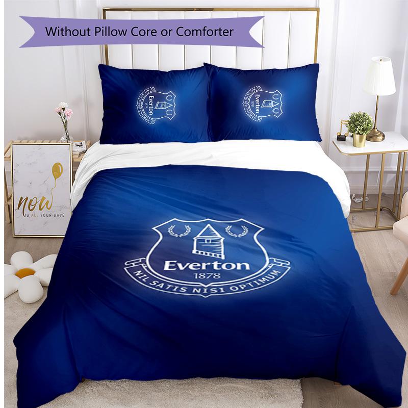 Set Lenzuola Everton Football Stampato 3 Pezzi, Comodo Set Copripiumino per Camera da Letto Amico della Pelle