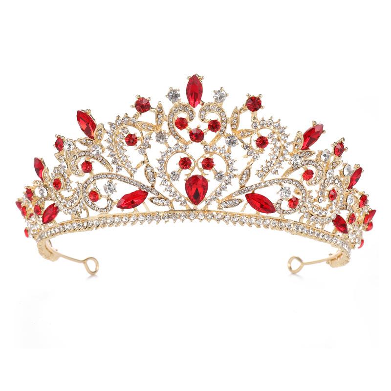 DIEZI Luxury Elegant Purple Pink AB Crystal Flower Tiara Crown For Women Bridal Bride Queen Headbands Hair Wedding Accessories