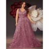 Tiefes V-Ausschnitt Pailletten Blaues Abendkleid Damen Elegant V-Rücken Hochzeitsparty Lang Ball Cocktailkleider