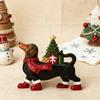 Lighted Dachshund Christmas Decoration Resin Dachshund Ornament with Scarf Boots Light-up Tree Cute Dachshund