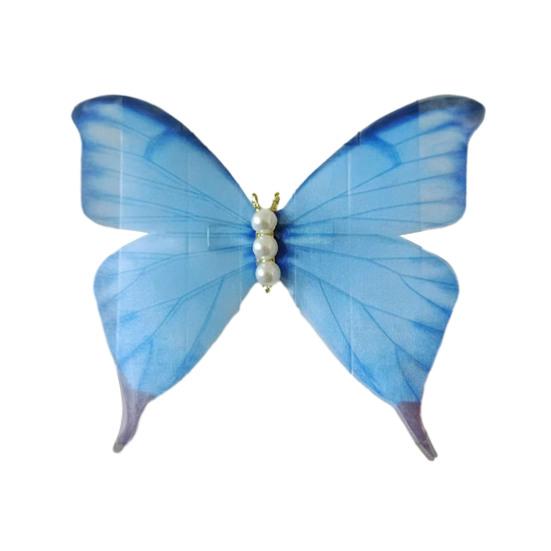 

1 Pair Women Hairpin Decor Hair Clips Retro Gauze Butterflies Style Non-slip Durable Hairpin озеро синього кольору