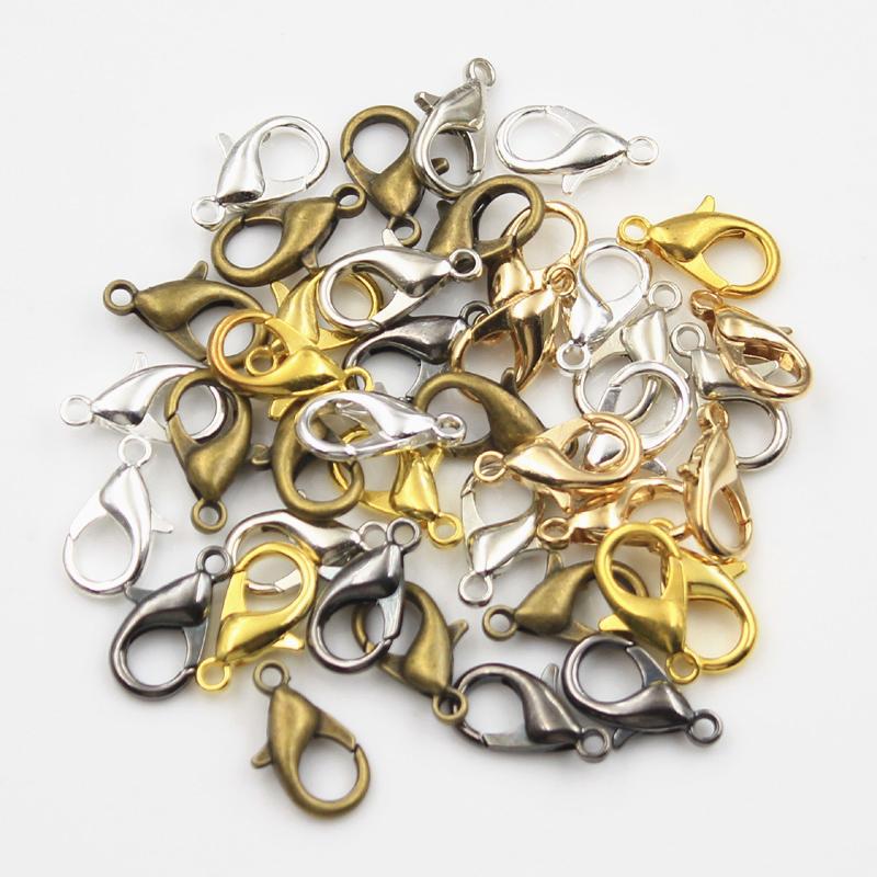 50Pcs 16Mm 14Mm 12Mm 10Mm Bronze Silver Color Kc Gold Color Plated Fashion Alloy Lobster Clasp Hooks Diy For Necklace Bracelet