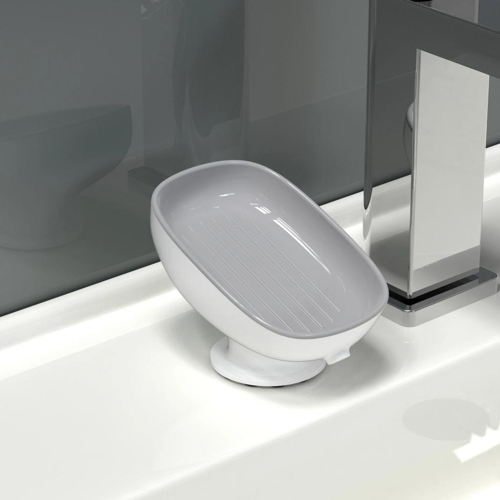 Super Suction Cup Soap Dish Self Draining Soap Box Kithcen Sponge Holder Soap Container Bathroom Soap Holder Soap Box Drain