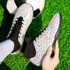 35-46Men/Women's High Top Elastic Socks Football Boots Rubber Soft Sole Short Nail Artificial Turf Leather Youth Children Football Shoes