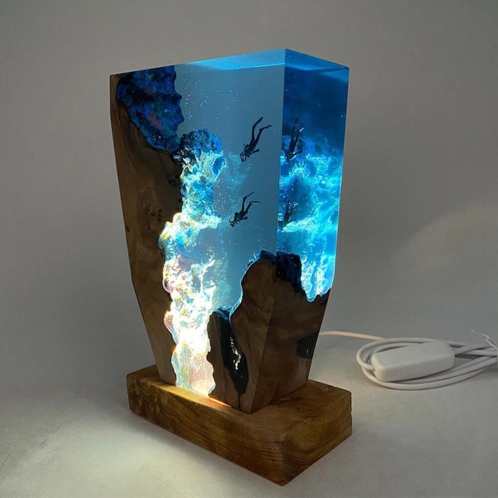 USB Charge Art Decoration Lamp Seabed World Diving Cave Night Light Exploration Theme
