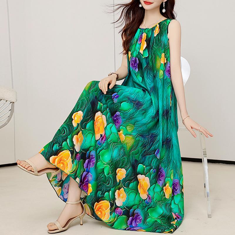 Elegant Summer Women's Summer Dress Casual Sleeveless Long Dresses Plus Size Woman Clothing
