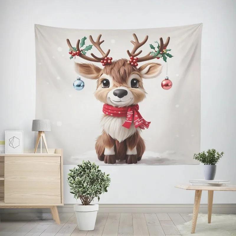 Weihnachten Neujahr Schlitten Elch Wandteppich Wohnzimmer Sofa Heimdeko Weihnachtsgeschenk