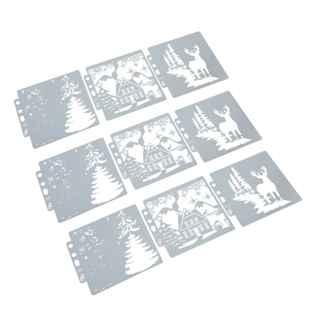 9pcs Christmas Stencils DIY Making Safe Cute Pattern Hollow Template for Scrapbooking Paper Crafts