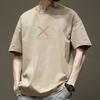 Short sleeve T-shirt men's summer trend 100% cotton with American half sleeve 2025 new top Hong Kong style casual T-shirt T