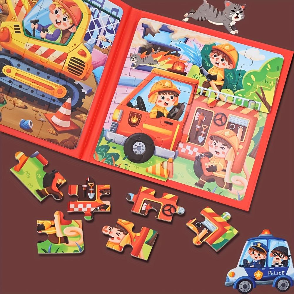 Foldable Magnetic Puzzles for Toddlers Travel Entertainment Cartoon Toys Car Airplane Road Trip Activities Games Birthday Gifts