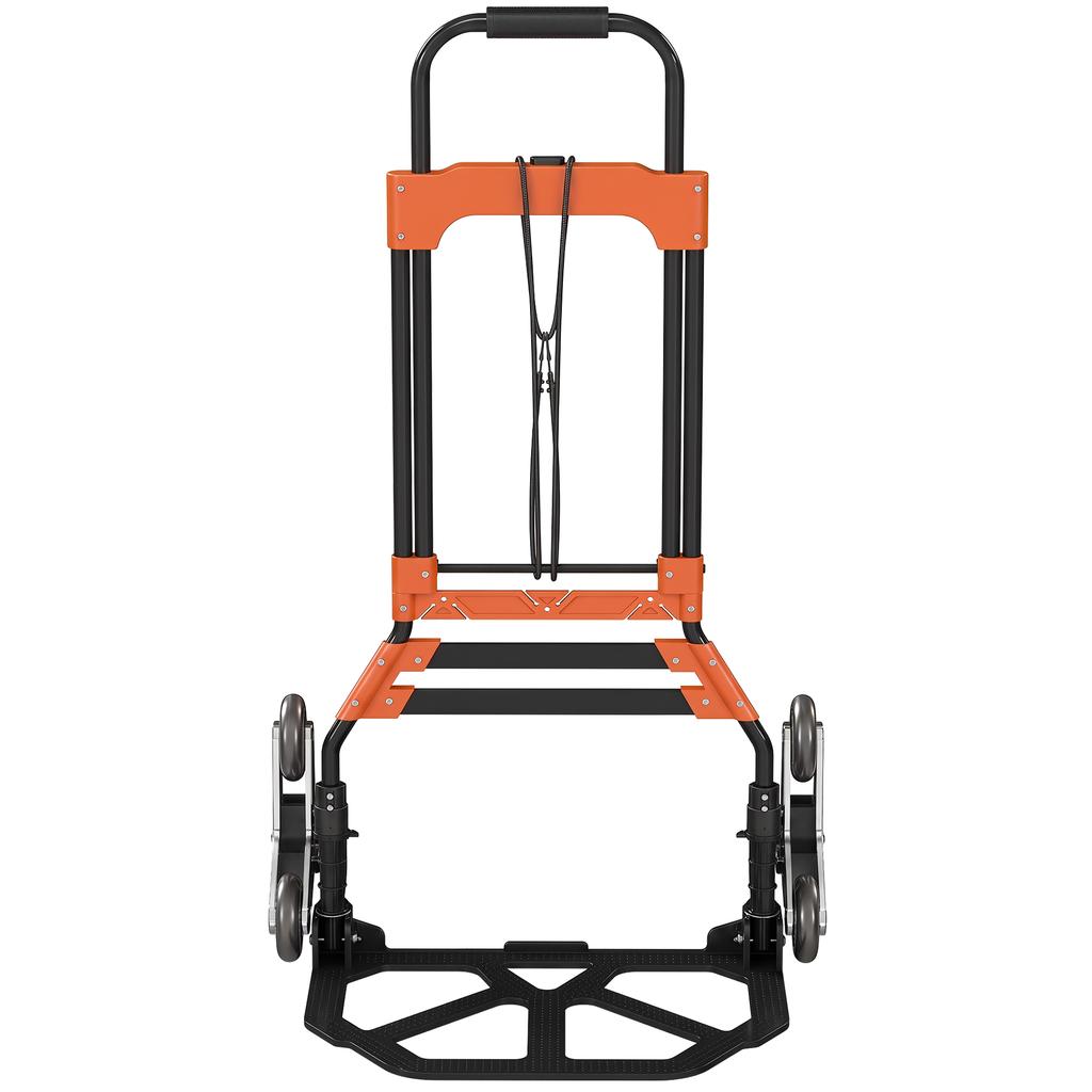 Heavy Duty Foldable Trolley On Wheels, Steel Folding Hand Truck, 75kg, Black and Orange