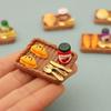 1Set Dollhouse Miniature Food Dessert Cake Tray Tableware Kitchen Model Decor Toy Doll House Accessories
