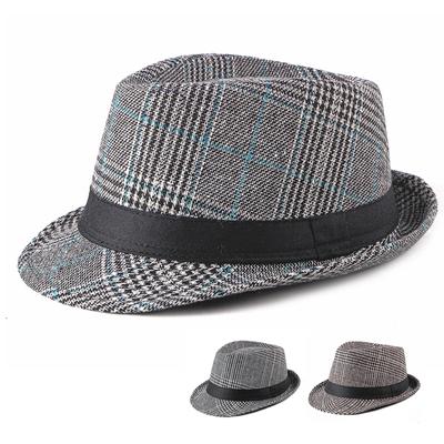 Otoño Invierno Sombrero de Jazz de Lana para Hombre Sombrero de Cuadros británicos Sombrero de Mujer