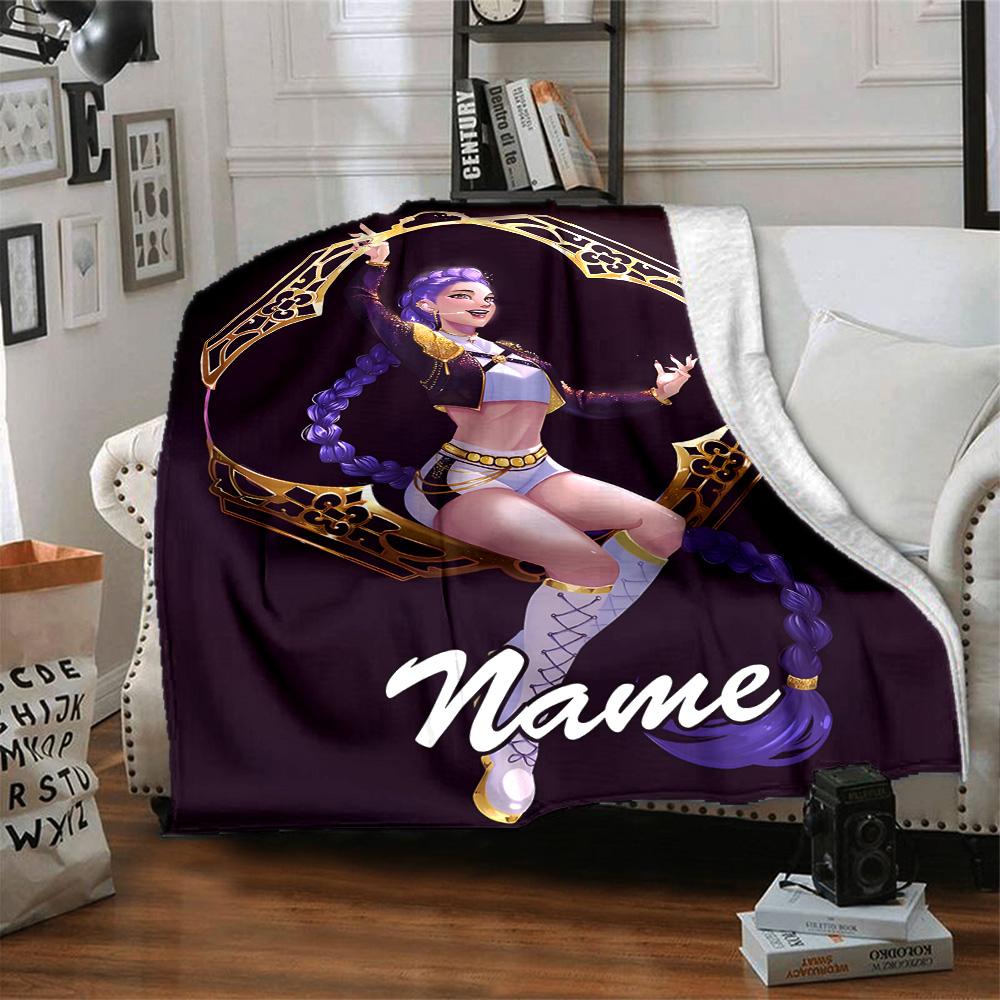 Customizable KPop Demon Hunters3 Throw Blanket – Personalized Name, All-Season Cozy Snug Blanket, Machine Washable, Personalized Blanket