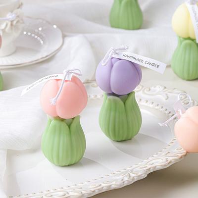 1pc Tulip Flower Candle Creative Aromatherapy Candles Soy Wax Home Decoration Candles Shooting Props for Birthday Gift Scenes