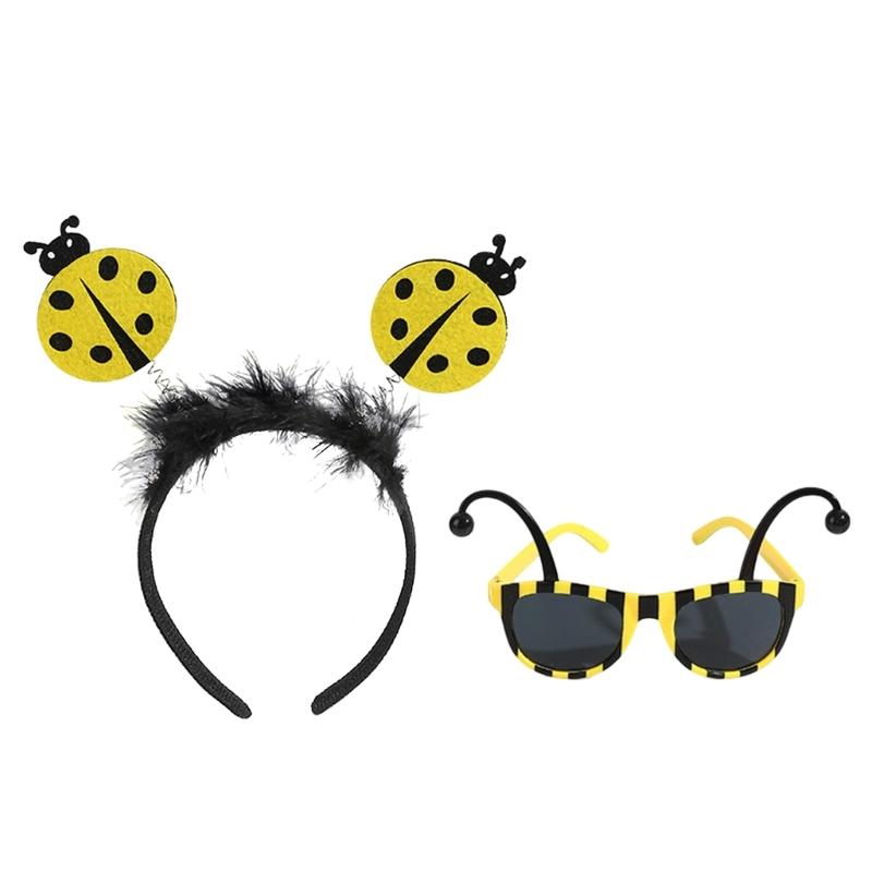 Lady Bugs Costume Accessories,Lady Bugs Costume Lady Bugs Glasses Lady Bugs Headband Fairys Wand for Halloween Dress up Cosplay