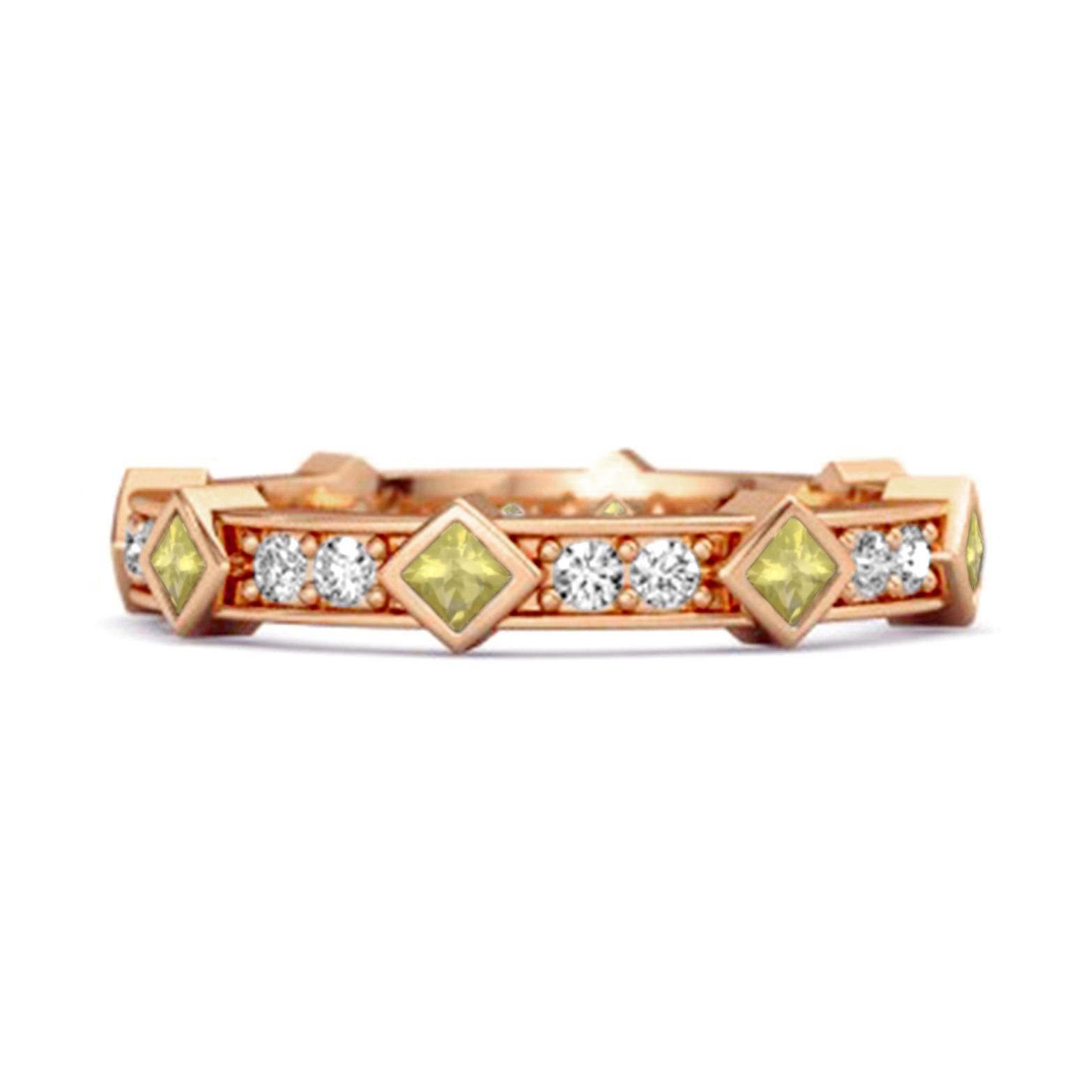 

Lemon Quartz Eternity Band Ring -925 Sterling Silver Rose Gold Vermeil 12 рожевий колір золота