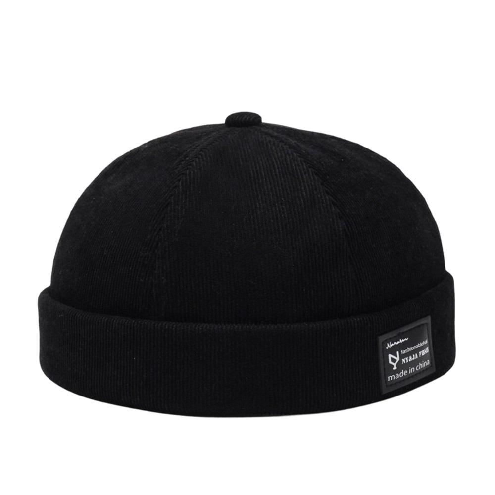 Fashion Hip Hop Beanie Street Hat Casual Corduroy Brimless Docker Cap Adjustable Letter Vintage Dome Hat Outdoor