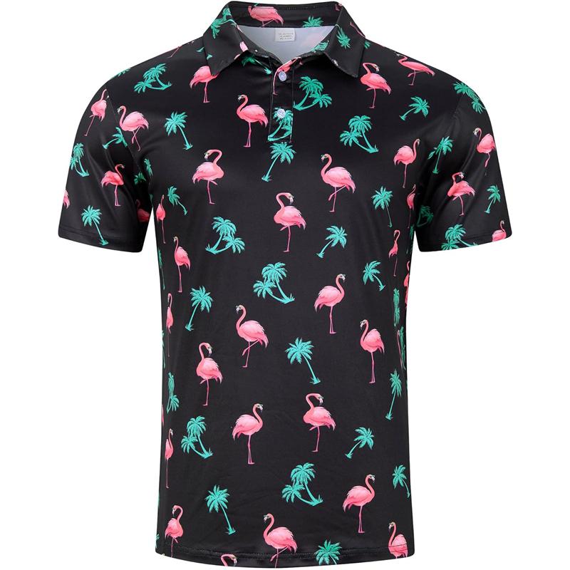 Hawaiian Flower Plants 3D Print Polo Shirts For Men Clothes Harajuku Short Sleeve Cool Button