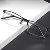 Titanium Alloy Ultralight Semi-Rimless Glasses Frame for Men Business Myopia Reading Prescription Eyewear with All-Day Comfort