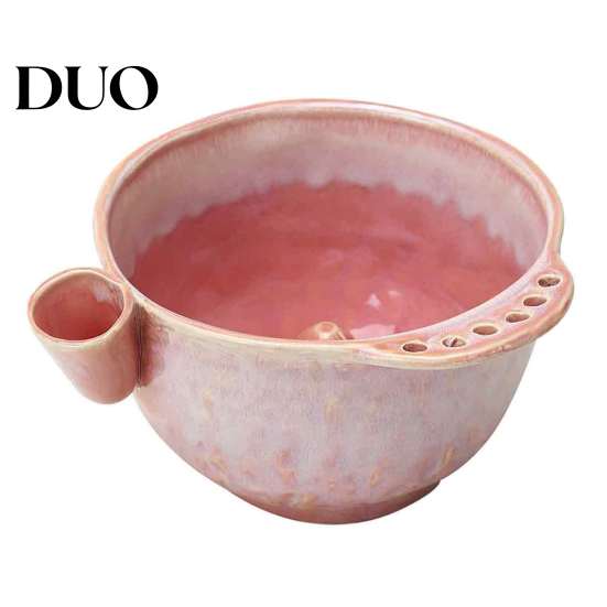 Small Fruit Strainer Ceramic Berry Washing Bowl, Swirl Design Rinse Colander with Handle Easy Clean Container And Drain Holes, Cleaning Bowl