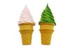 Speed Mao Realistic Soft Serve Ice Cream Food Set of 2 and Samples, (Pink Green)