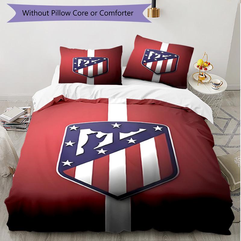 3pcs Duvet Cover Set (1*Duvet Cover + 2*Pillowcase, Without Core), football club Print Soft All‑Season Bedding Set, Home Bedroom Decor Gift