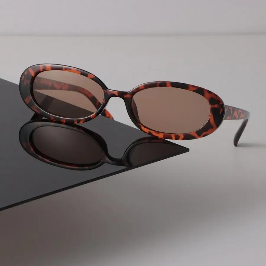 Luxury Sunglasses Women Men Oval Mirror Lens Brand Designer Black Sun Glasses Trendy Eyewear Unisex Sexy Cool