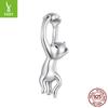 Animal Diy Bracelet Necklace Accessories Naughty Cat Beaded S925 Sterling Silver Beads