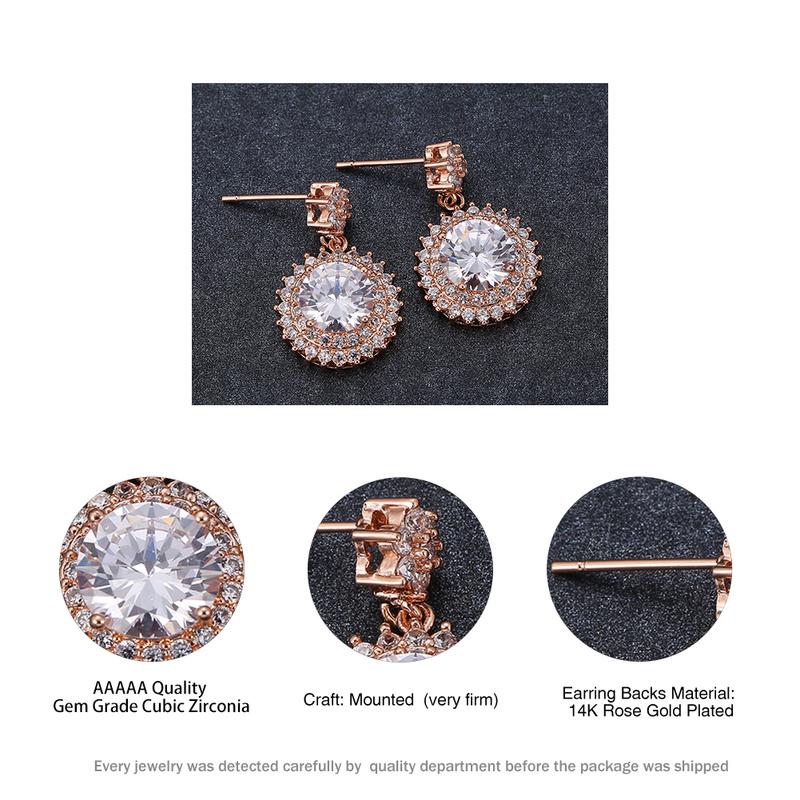 Clip On Earrings Hollow Round Flower Earrings Dangle Rhinestone Rose Gold Plated Proms Classic Gift Clip On Earrings Hollow Round Flower Earrings Dangle Rhinestone Rose Gold Plated Proms Classic Gift