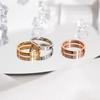 Stainless Steel Gold/ CopperColor Forever Love Zirconia Finger Ring for Women Size 5-10# Wedding Band Engagement Jewelry Gifts