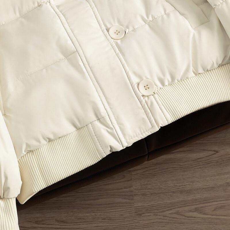Women's American-Style Hooded Padded Jacket with Faux Fur Collar