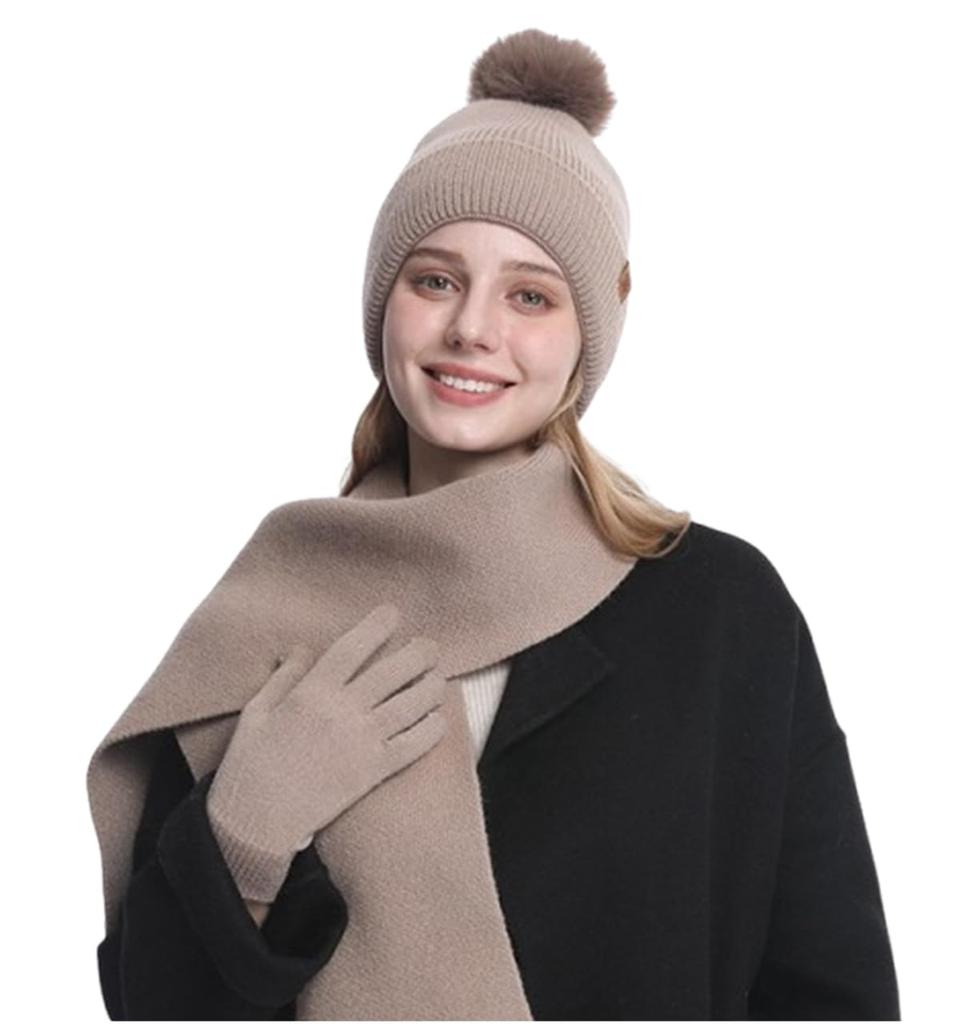 Chunach Winter Knit Knit and This Knit Hat and Neck Warmer Keeps You Warm and A Perfect Gift for or New Stylish and Perfect for Product 3-Piece Set