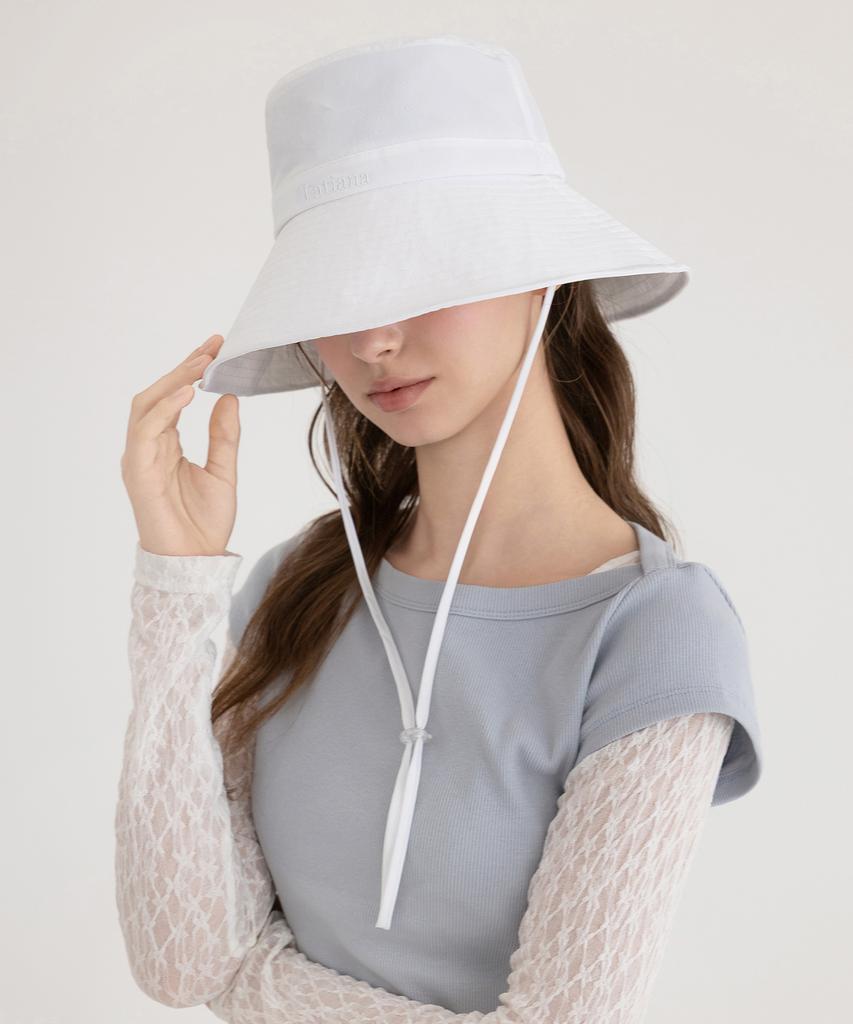 Tatiana Essential Strap Wide Bucket Hat Ht8214 White