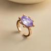 Shiny Candy Color Statement Ring Stackable Finger Ring Gift Oval Shape Rhinestone Ring  Daily Wear