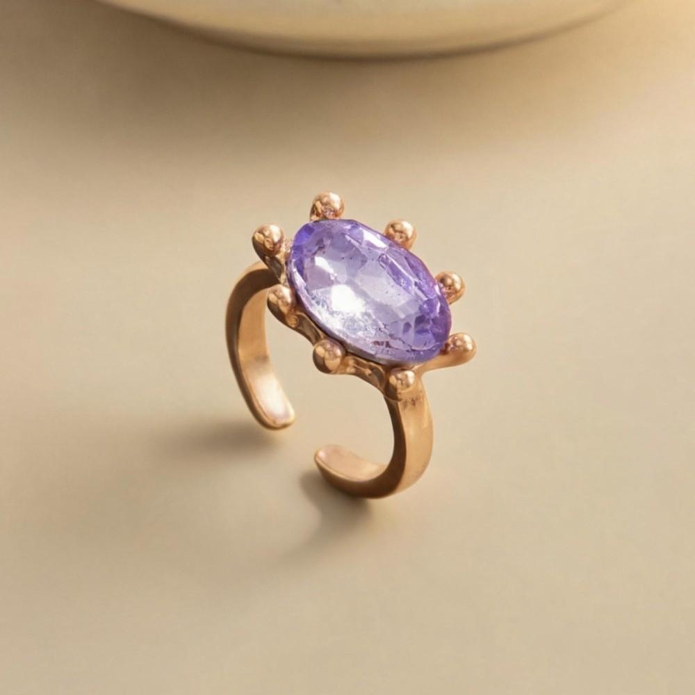 Shiny Candy Color Statement Ring Stackable Finger Ring Gift Oval Shape Rhinestone Ring Daily Wear