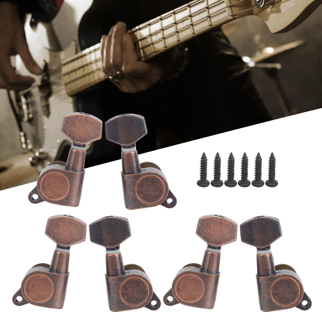 6Pcs Guitar Locking Tuners Tuning Pegs for Full Enclosed Electric Guitars AccessoriesAntique Copper