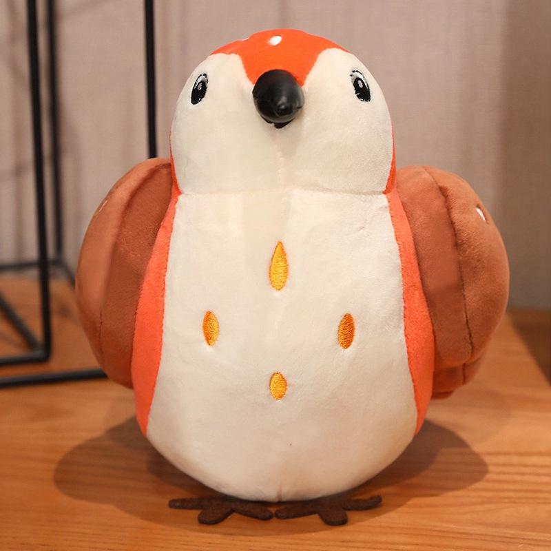 20cm Cute Small Round Birdie Plush Toys Soft Real Life Sparrow With Bird Sounds Stuffed Animal Doll Toy Gifts Home Decoration