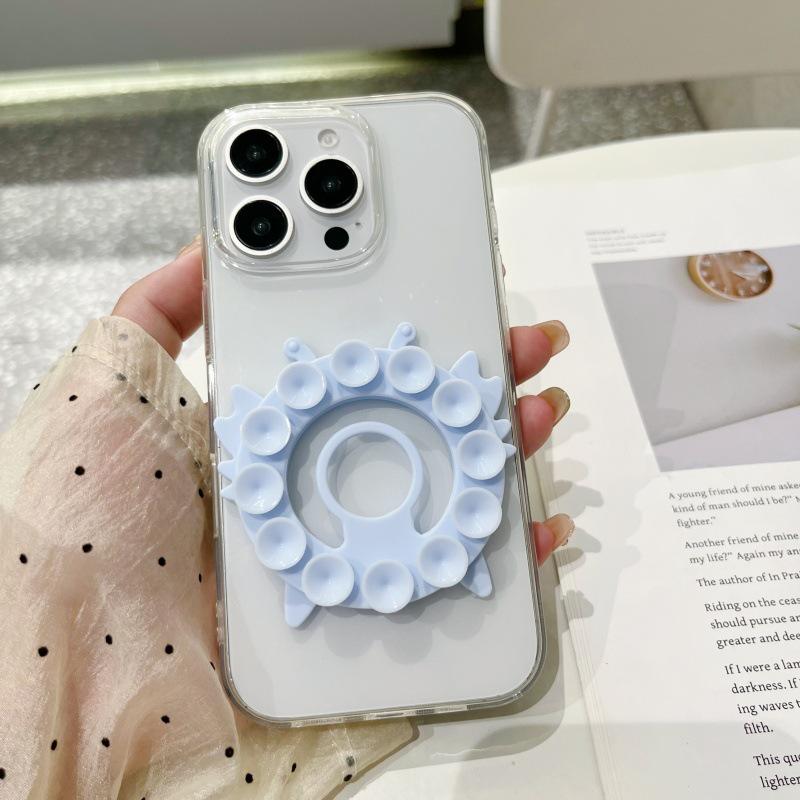 Silicone Suction Phone Stand: Anti-Slip, Magnetic, Finger Ring Holder for Desktops