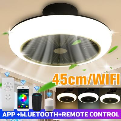 45 ס"מ WiFi מודרני חכם מאוורר תקרה מנורת bluetooth מאוורר תקרה מוזיקה אור&השתקה לחדר שינה 3 רוחות התאמת מהירות שלט רחוק של אפליקציה