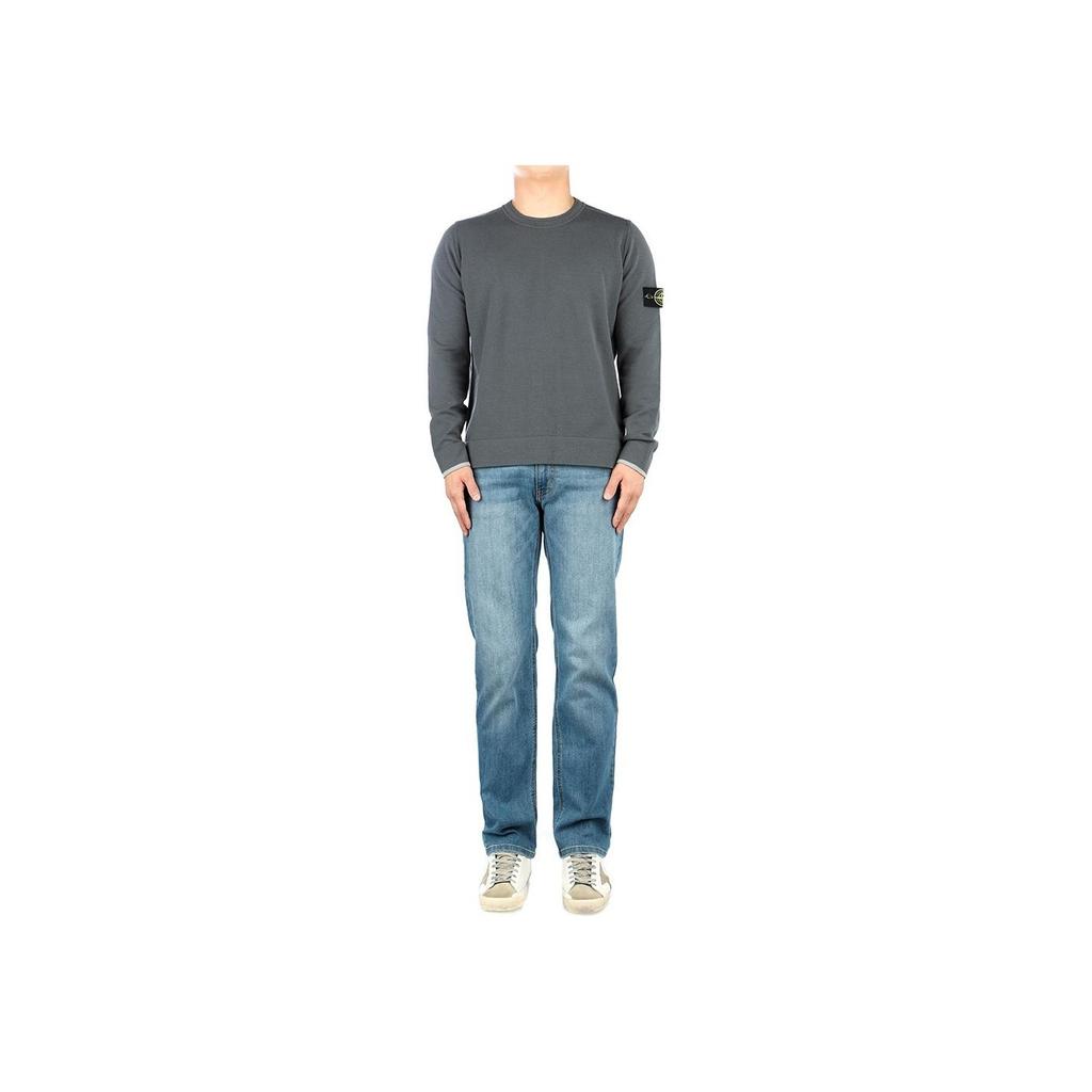 STONE ISLAND Logo Patch Sweater Lead Grey Men Tops 7915526A1-V0062