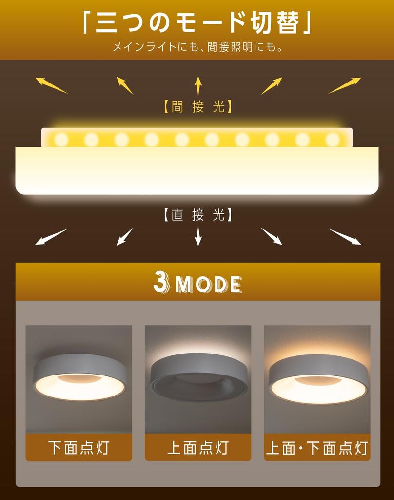 LED Ceiling Light, Indirect Lighting, Up and Down Lighting, Remote Control, 12 Levels of Dimming and Color Adjustment, Timer Function, Energy-Saving,