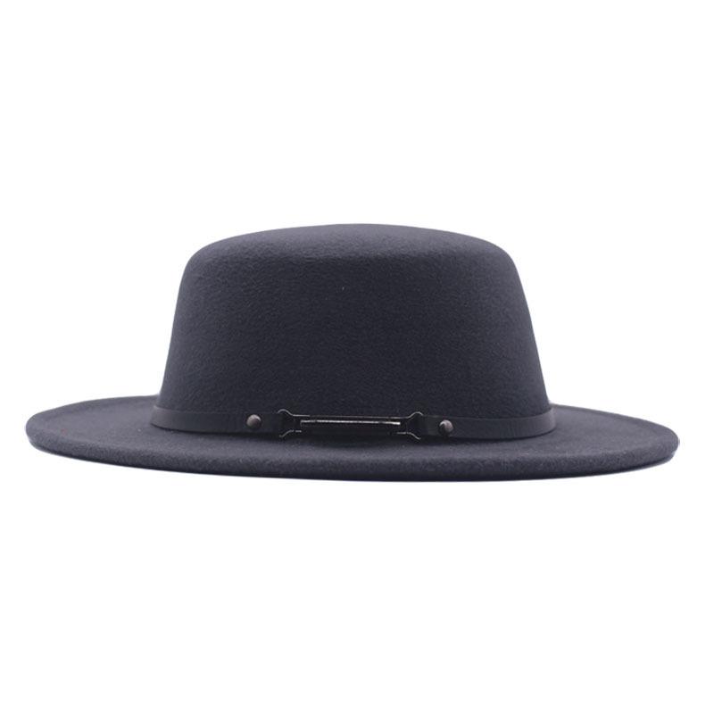 New women's flat-top woolen hat, men's autumn and winter thermal hat, jazz hat, British retro top hat