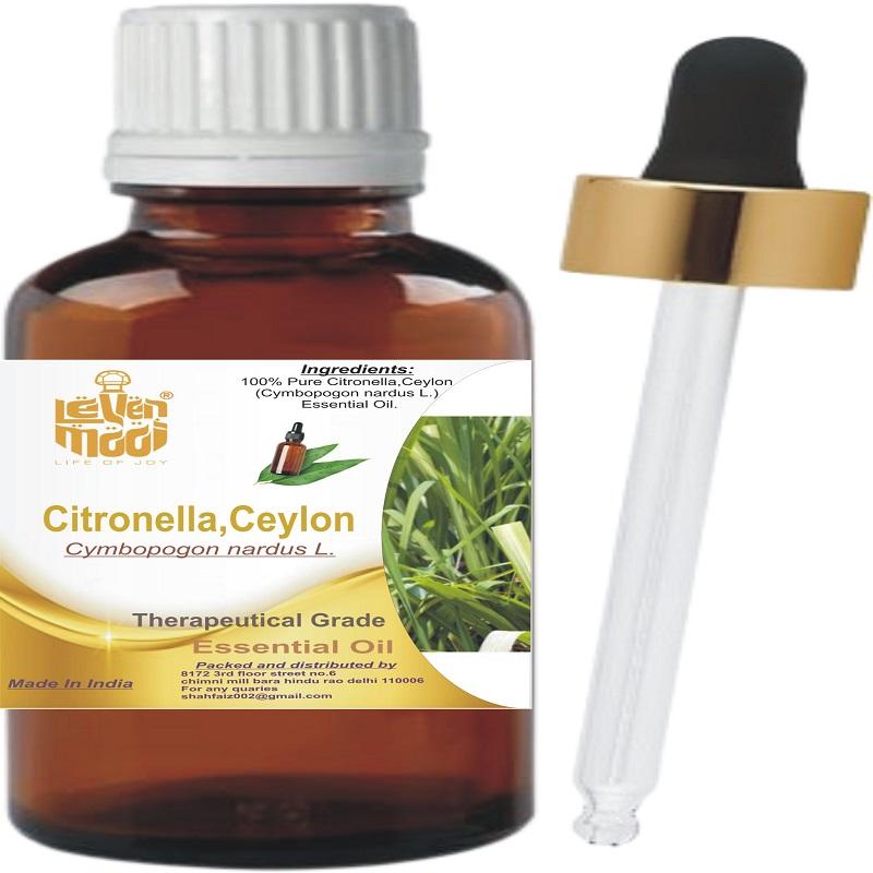 Levenmooi Citronella,Ceylon (Cymbopogon nardus) Pure & Natural Therapeutic Grade Essential Oil Glass