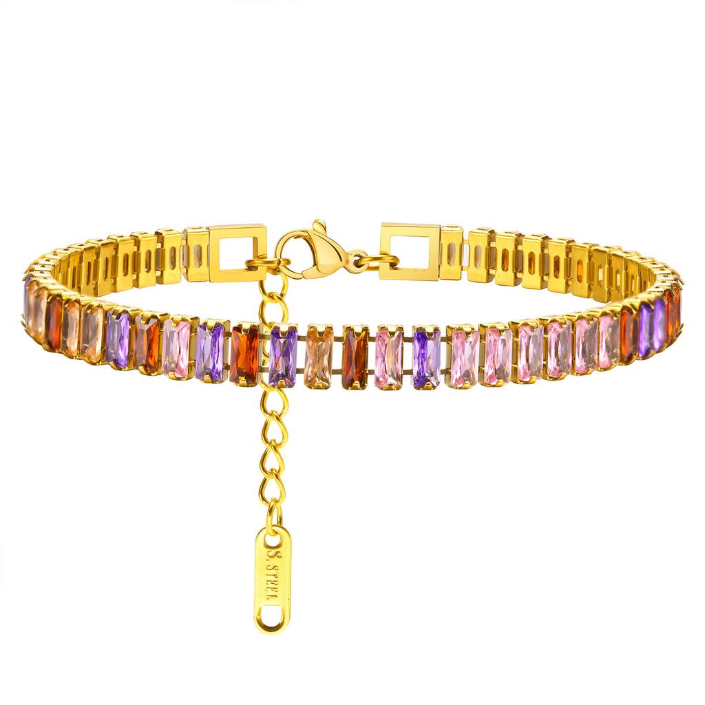 Stylish And Gorgeous Ladies Stainless Steel White Green Zircon Bracelet With Personality 1222